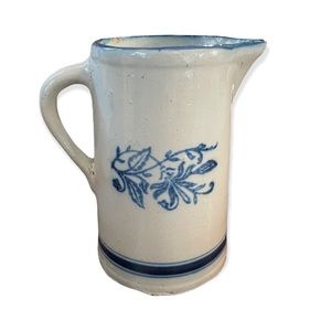 VTG BLUE & WHITE  POTTERY PITCHER